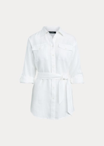 Women's Ralph Lauren Belted Linen Shirts | 781034BJN